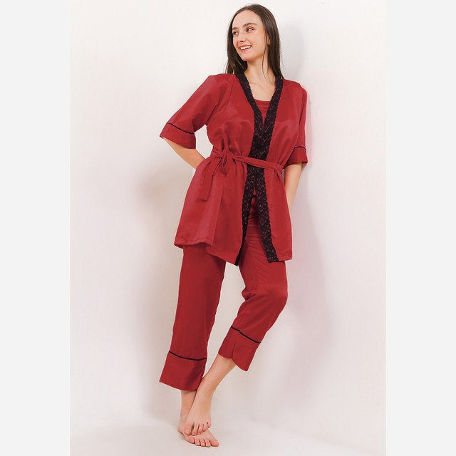 Anne Wintours Kimono Satin Silk Set Seksi Sexy Dress Tanktop Sleepwear Wanita