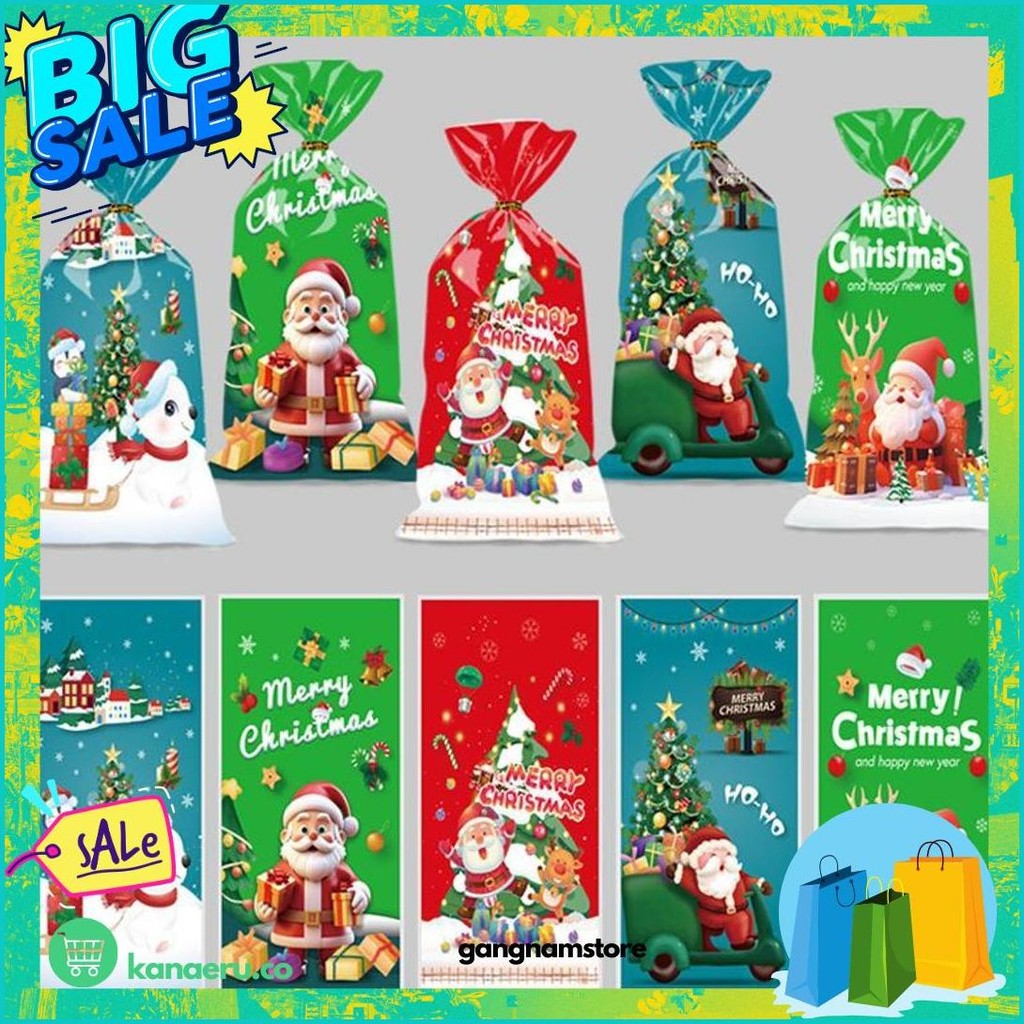 

50 Pc Plastik Kemasan Bingkisan Kue Cookies Snack Hamper Kado Edisi Natal Merry Christmas Murah