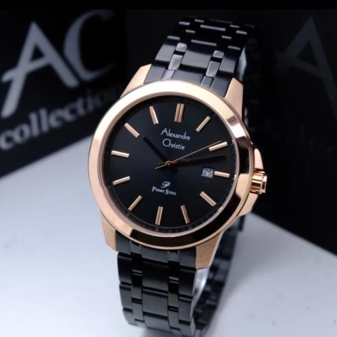 JAM TANGAN PRIA ALEXANDRE CHRISTIE AC1017 AC 1017 BLACK ROSEGOLD