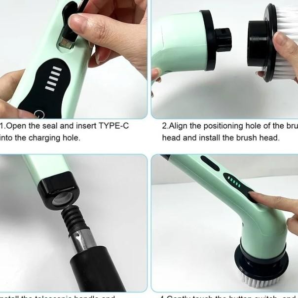 6 In 1 Sikat Kamar Mandi Elektrik Electric Scrubber Sikat Lantai Elektrik Sikat Toilet Elektrik Sika