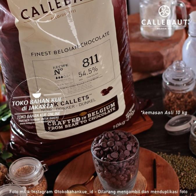 

Callebaut Dark Chocolate Couverture 811 Nv 54,5% 10Kg Cokelat 811Nv New