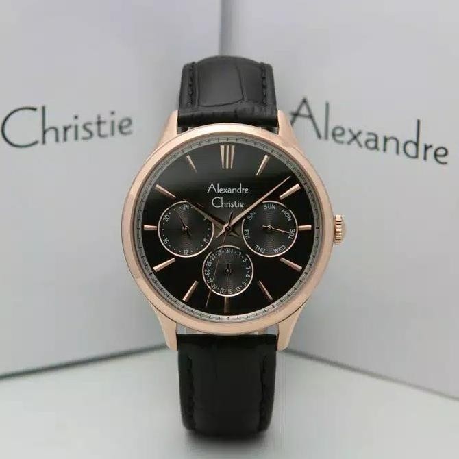 ALEXANDRE CHRISTIE AC6569 AC 6569 BLACK ROSEGOL LEATHER STRAP JAM PRIA
