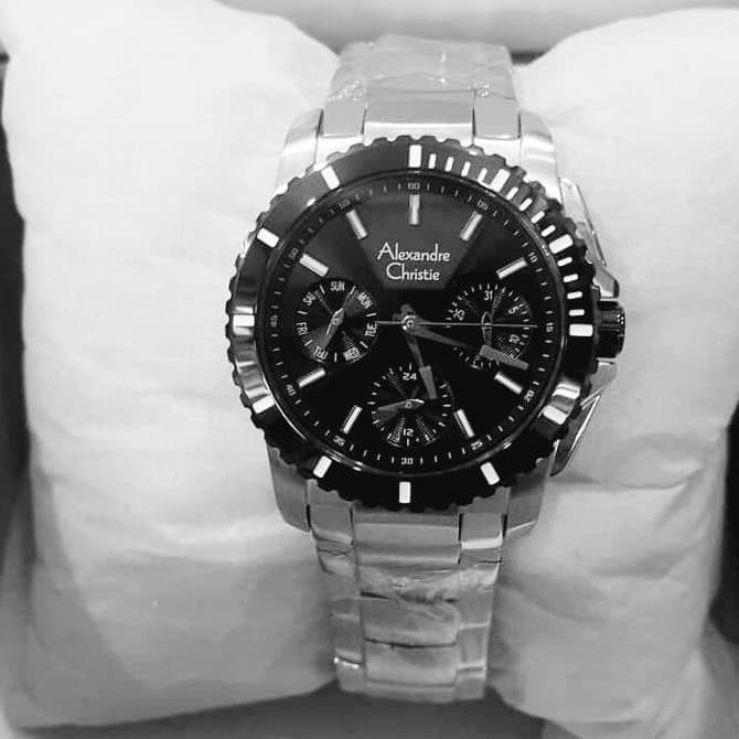 ALEXANDRE CHRISTIE AC6455 AC 6455 silver black JAM TANGAN WANITA