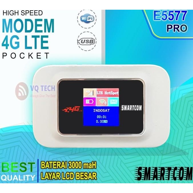 Modem Mifi Wifi 4G SMARTCOM E5577 PRO 3000 mAh Unlock All Operator