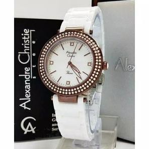 ALEXANDRE CHRISTIE AC2323 AC 2323 JAM WANITA CERAMIC PUTIH ORIGINAL