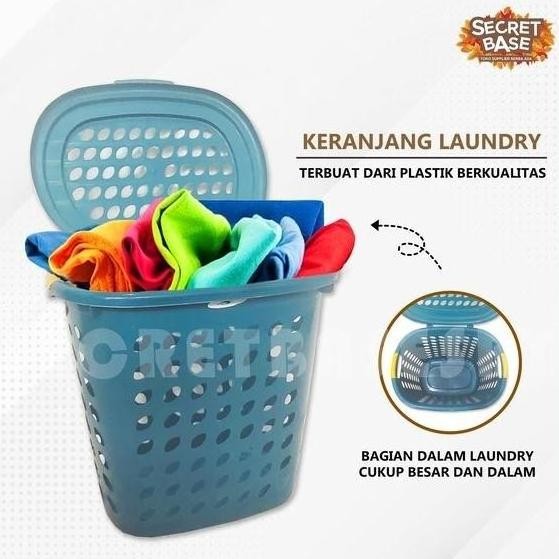 KERANJANG LAUNDRY - KERANJANG BAJU / KERANJANG PAKAIAN TUTUP PLASTIK 1411T