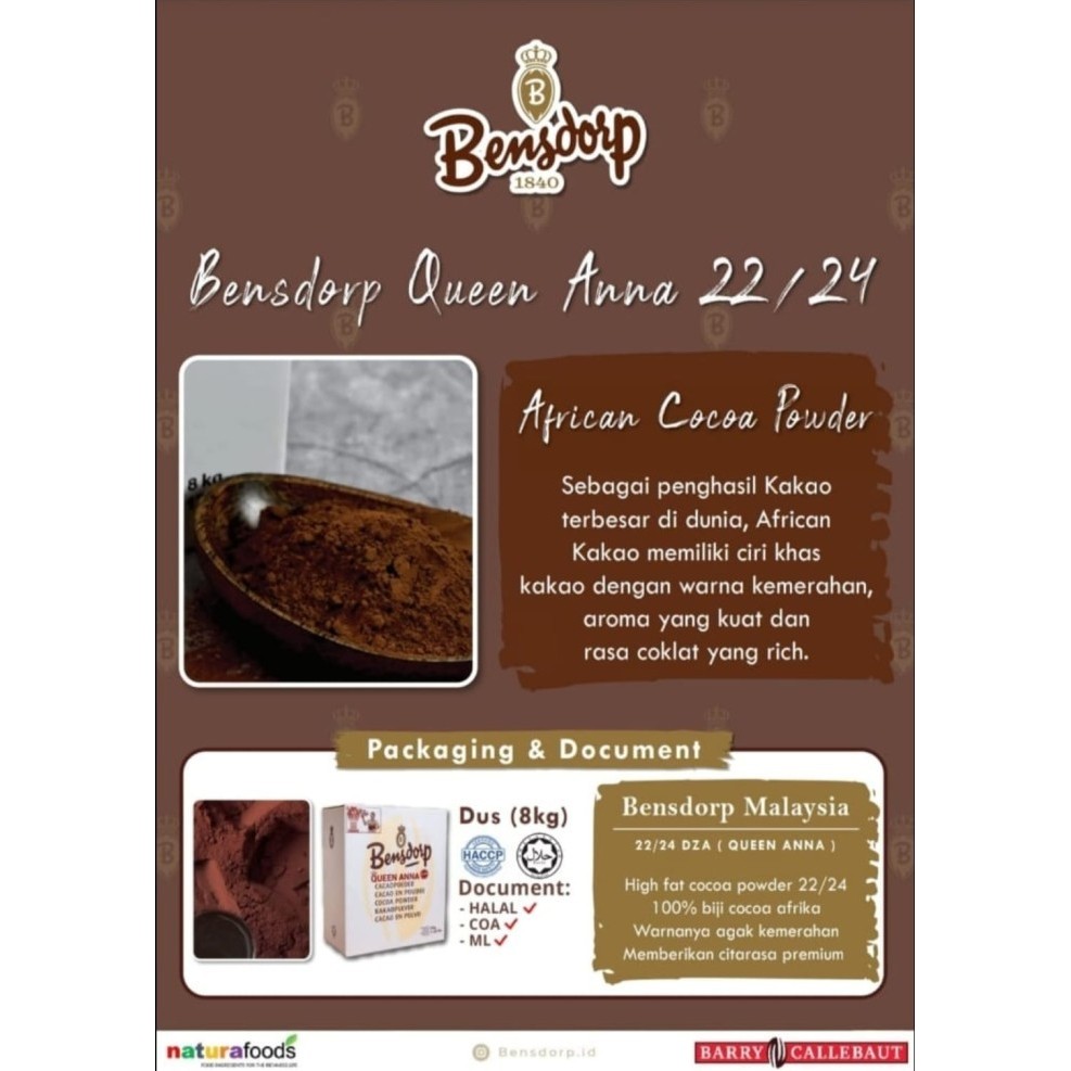 

HIGH FAT COCOA POWDER 22/24 MERK BENSDORP 24 KG