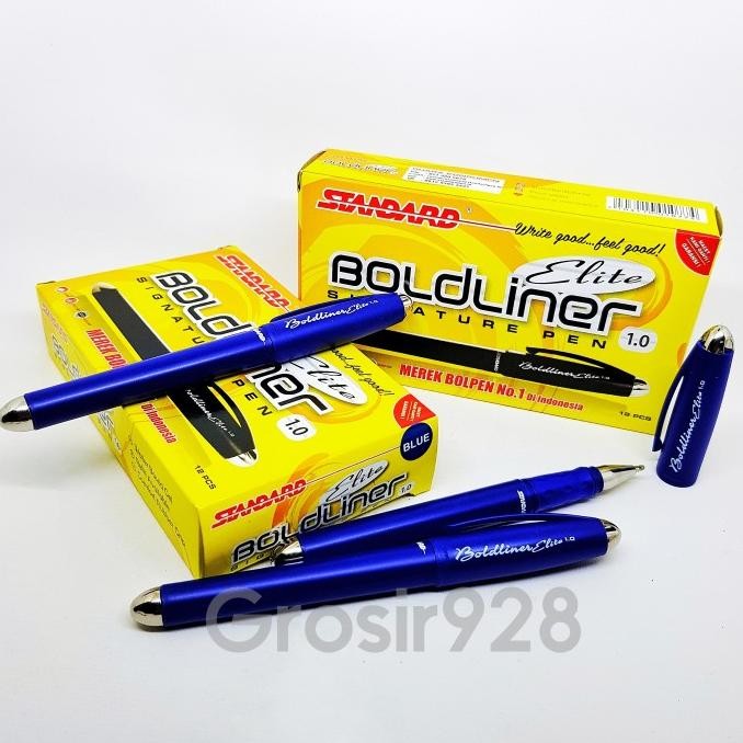 

TERBARU - (Per 12) Pen / Pulpen Gel 1.0 Standard Bold Liner ELITE Blue