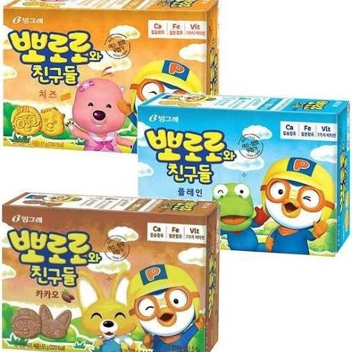 

Pororo Korea Binggrae Biscuit Plain/Cheese/Cocoa 65G - Sna Anak