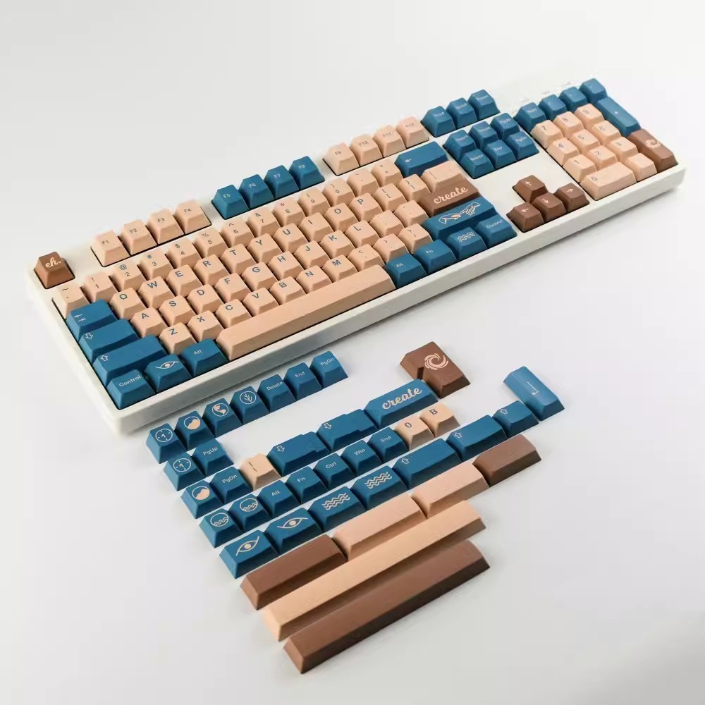 143 Tombol GMK Earth Tones Keycaps Profil Ceri PBT Dye Sublimation Keycap Untuk Keyboard Mekanik MX 