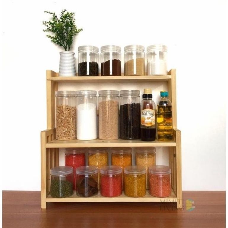 Rak bumbu dapur kayu 3 susun, RAK BUMBU 3 SUSUN KAYU JATI JEPARA / RAK BUMBU KAYU JATI GRADE A / RAK