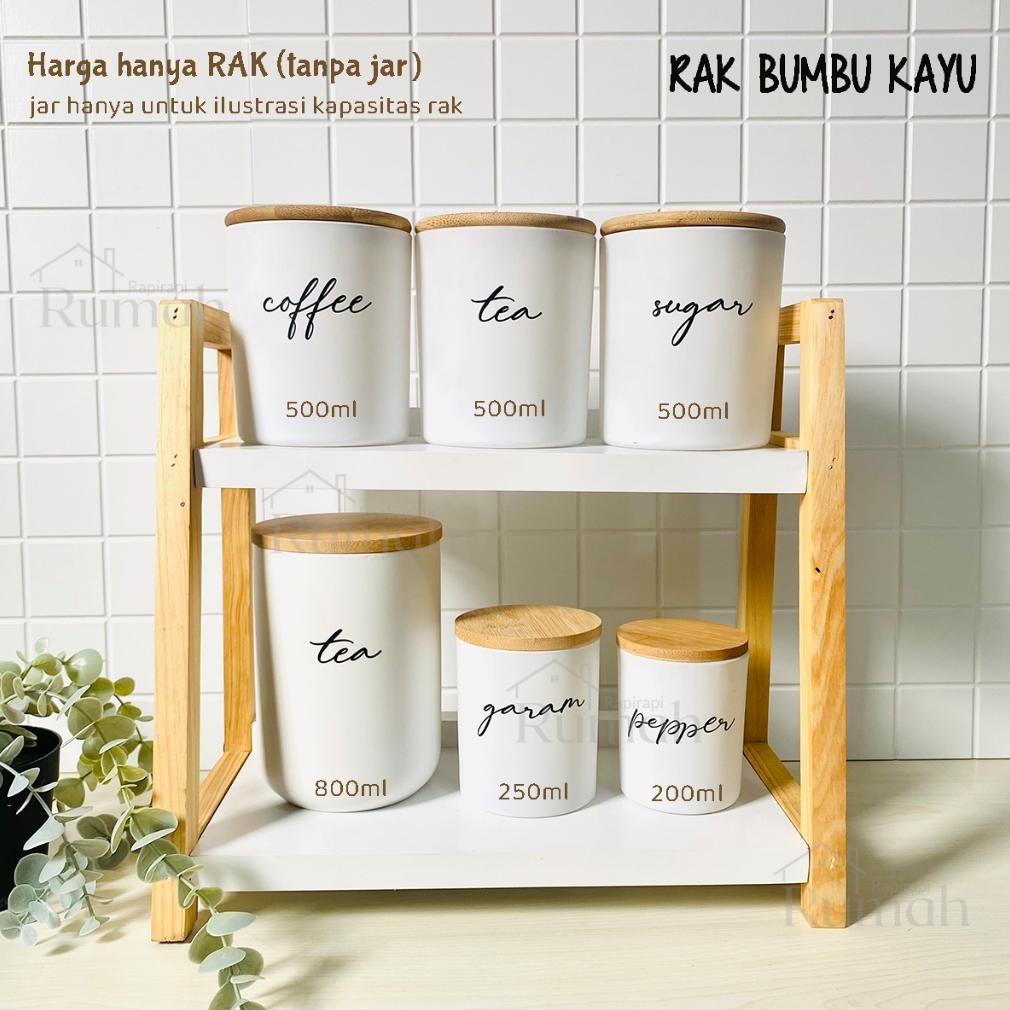 RAK BUMBU DAPUR 2 tingkat Estetik Kayu Putih