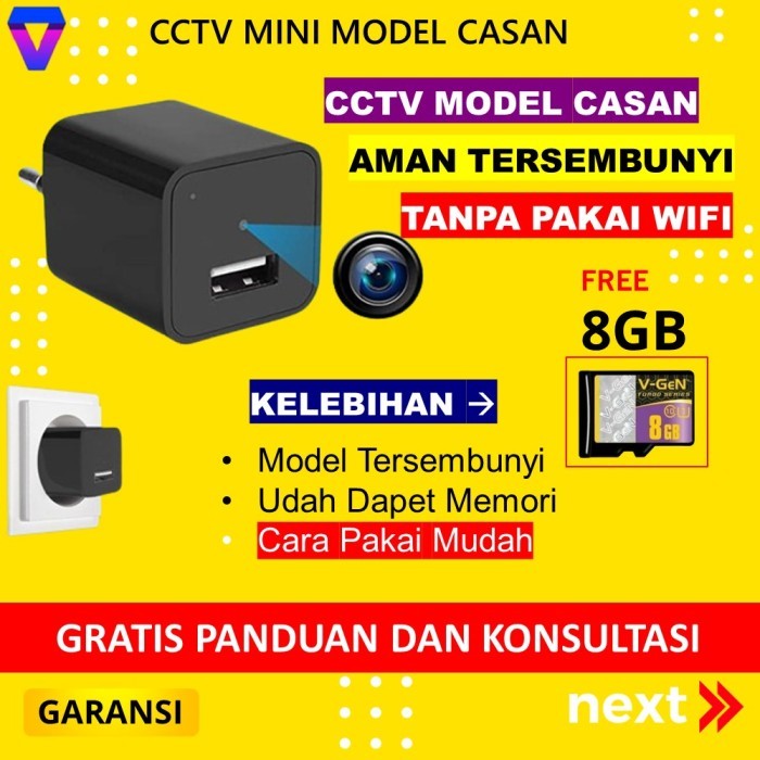 CCTV Bentuk Charger 1080p Kamera Pengintai Mini Tersembunyi Hidden Cam