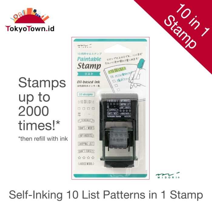 

Midori Rotating Stamp 10 in 1 List Motifs Self Inking