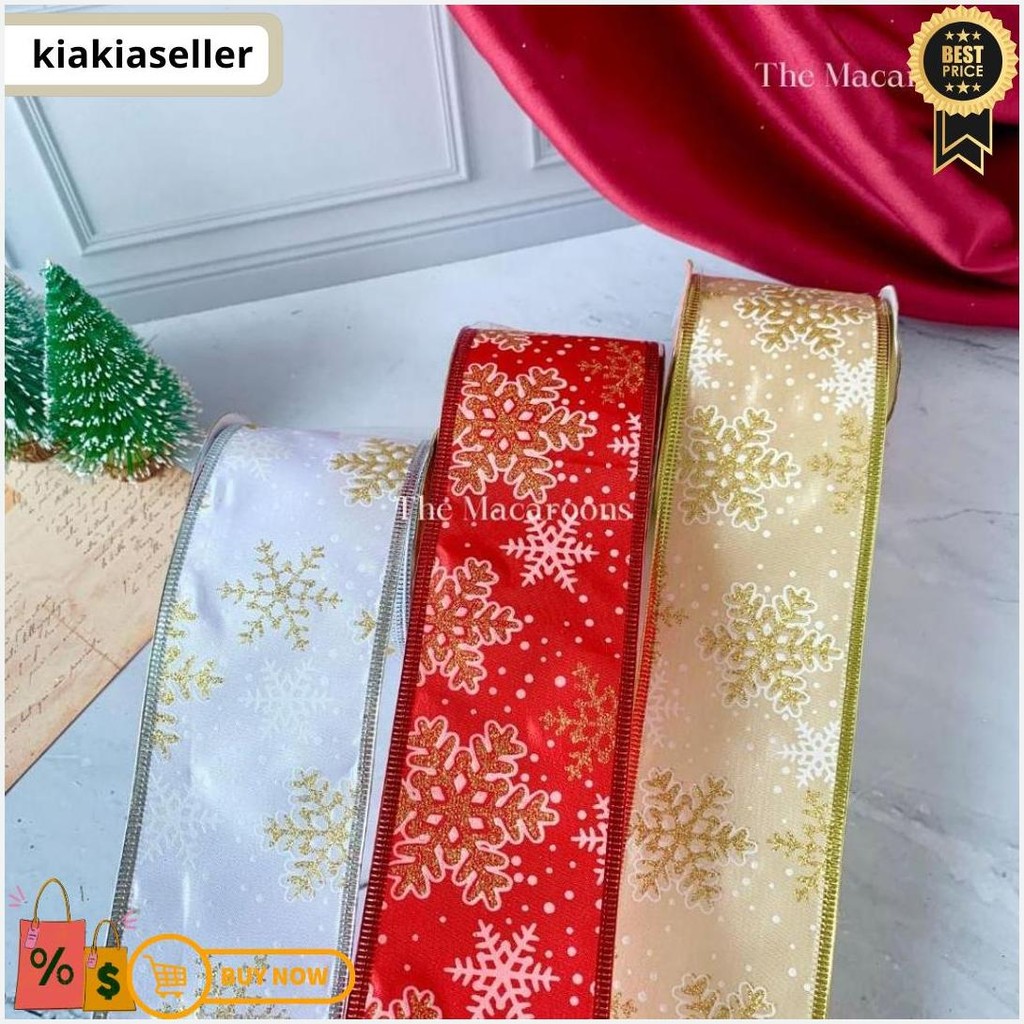 

Pita Glitter Natal / Pita Roll Kawat Aksesoris Hampers Dekorasi Pohon / Hiasan Kado Natal Parcel Bisa Cod