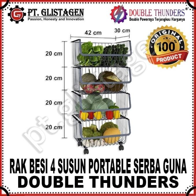 DT RAK BESI 4 SUSUN + RODA RAK BESI BARANG RAK 4 SUSUN RODA SERBAGUNA PORTABLE + RODA 1111T