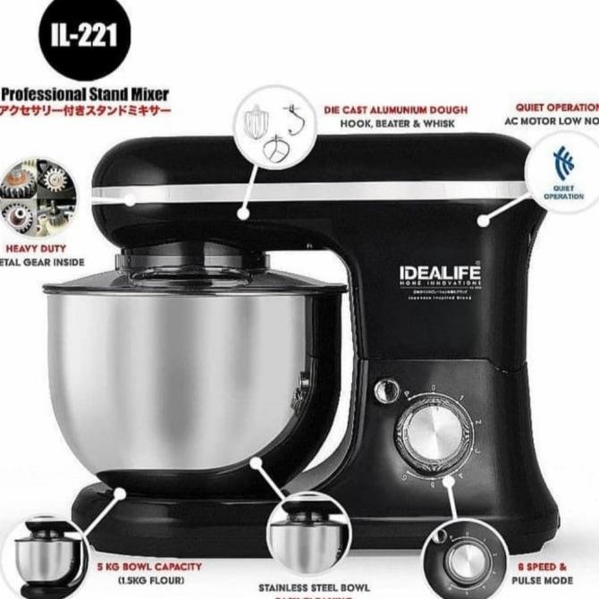 

TERSEDIA IDEALIFE IL 221 LOW WATT STAND MIXER MIXER BERDIRI MULTI SPEED IL221