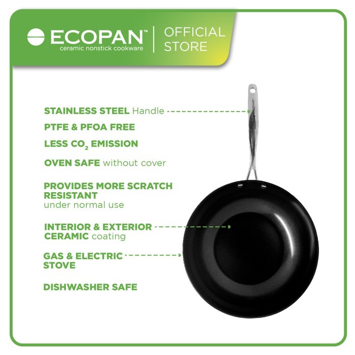 Ecopan Basic Stirfry 28cm / Wajan Keramik Anti Lengket