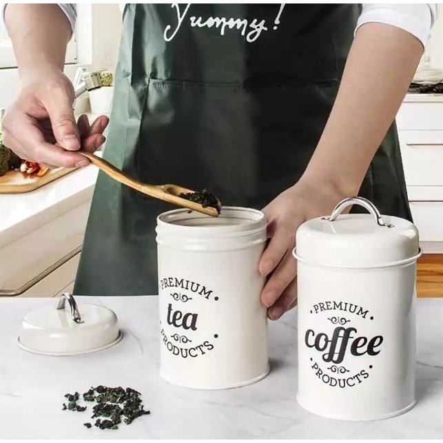 Canister Set Wadah Kopi Gula Teh  / Toples Gula Kopi Teh Estetik /  Tempat Kopi Gula Set 3in1