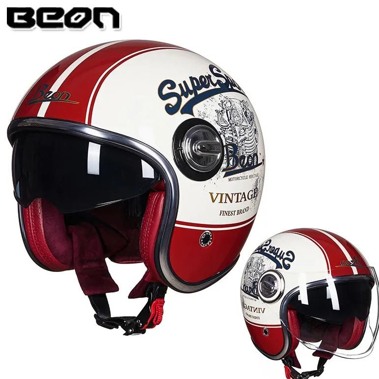 beon official store beon b-108a 3/4 open face retro helmet casque moto visage ouvert vintage motorcy
