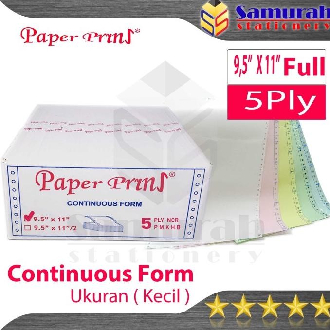 

NEW Kertas Continuous Form Paper Prins 9,5 x 11 full Atau Bagi 2 / K 5 Ply