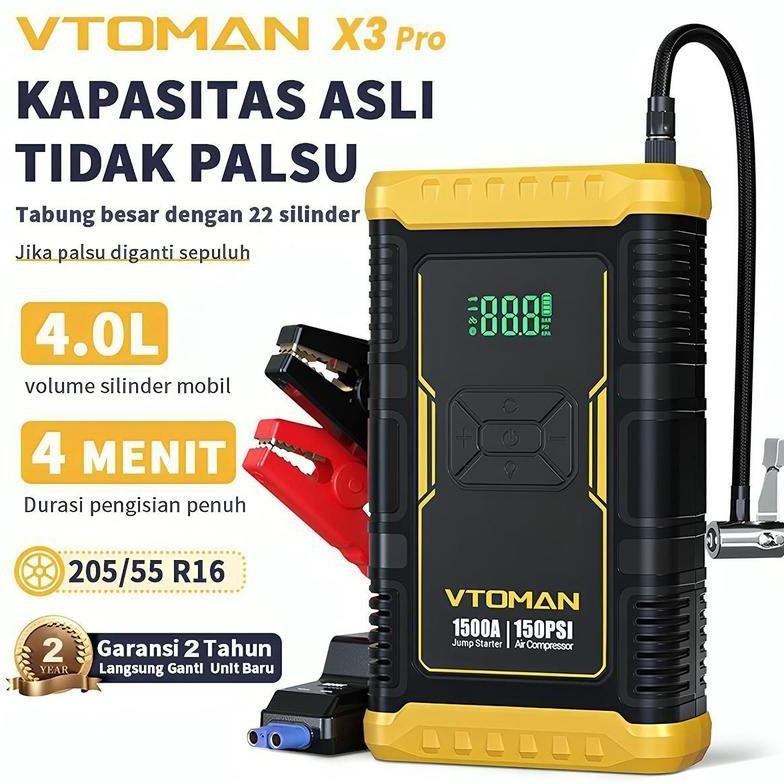 Garansi Vtoman - Jump Starter Aki Dan Pompa Ban Portable X3 Pro