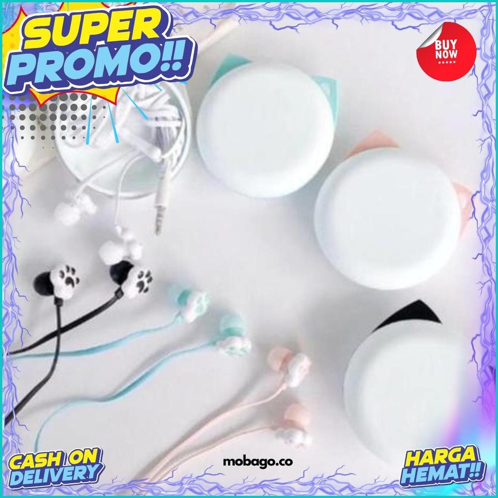 [M-133] Headset Earphone Karakter Cat Paw / Kaki Kucing / Earphone Bentuk Tapak Kaki Kucing Cat Claw