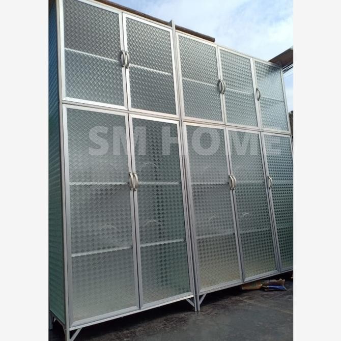Rak Piring Full 3Pintu Aluminium BAWAH KERAMIK Lemari Dapur