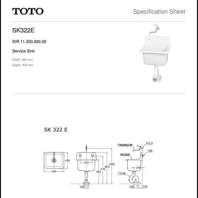 service sink Toto SK 322 E / kichen sink Toto SK 322 E / bak cuci toto