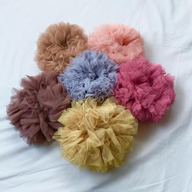 Terkini Nafisa Scrunchie Tile Jumbo | Ikat Rambut Cepol Hijab Anti Kempes Fashion 2024