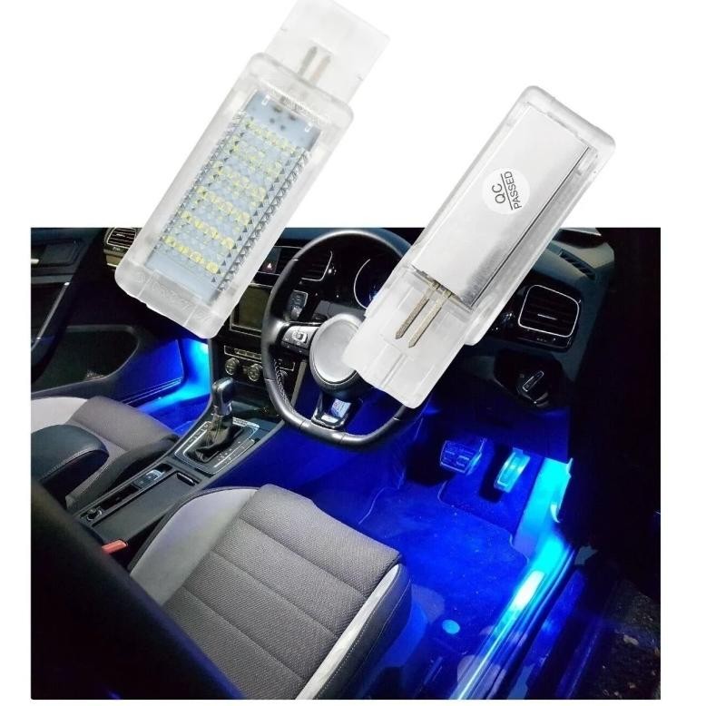 2pcs for vw golf mk5 mk6 mk7 mk7.5 gtd gti r led vw blue footwell door interior light