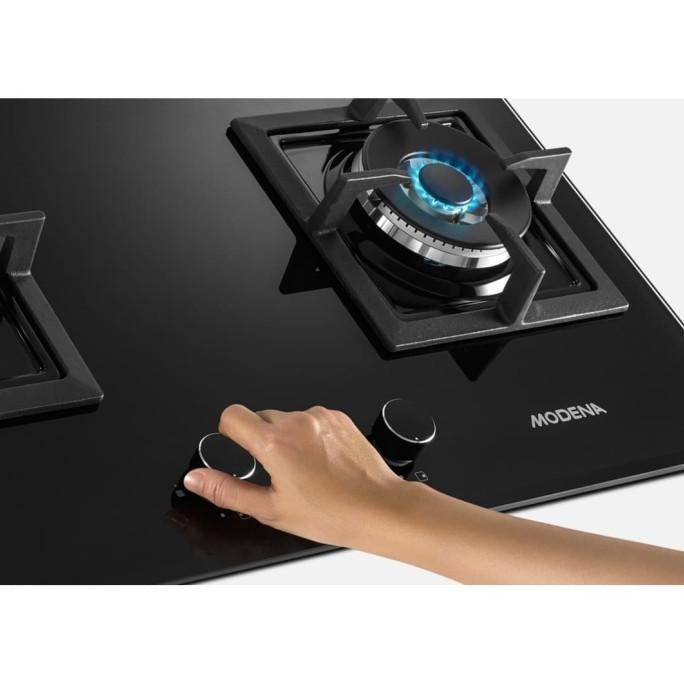 Modena kompor gas tanam MASSIMO BH 4724 - 2 tungku - Kaca Hitam