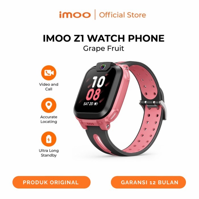 imoo Watch Phone Z1 Pink / HD Camera / Water Resistant / Garansi Resmi