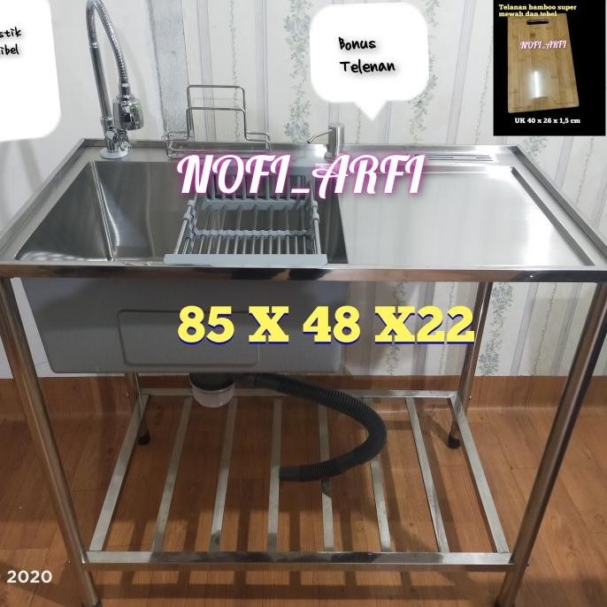 BAK CUCI PIRING PORTABLE/WASTAFEL 85 CM/KITCHEN SINK KAKI RAK