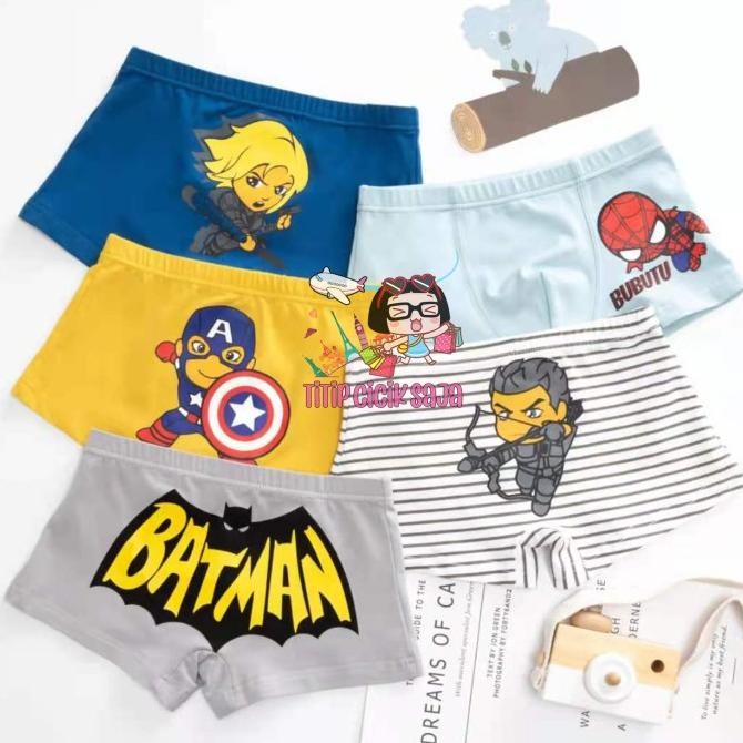 TITIPCICIKSAJA 5 PCS BOXER ANAK CELANA DALAM ANAK IMPORT SUPERHERO