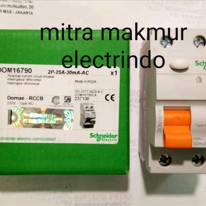 TERBARU Rccb/Elcb Schneider 25A 30mA Domae 1P+N RCCB/ELCB SCHNEIDER DOM16790