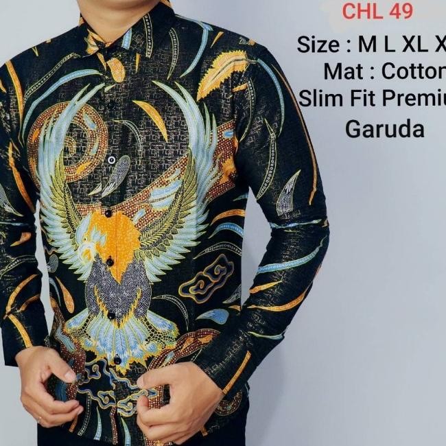 Kemeja Batik Pria Slim Fit / Baju Batik Pria Slim Fit Garuda