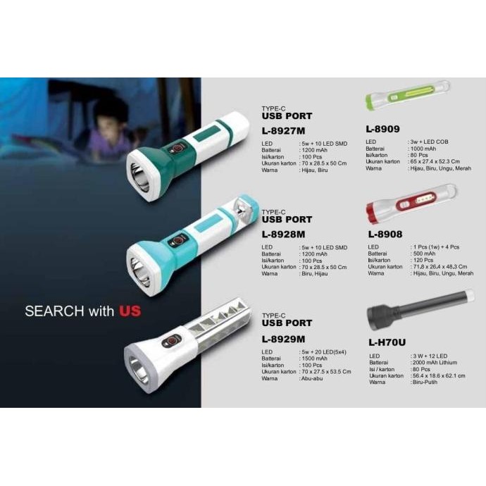 

TERSEDIA SENTER TANGAN LUBY L-8927M / L-8928M 5 WATT 10 LED