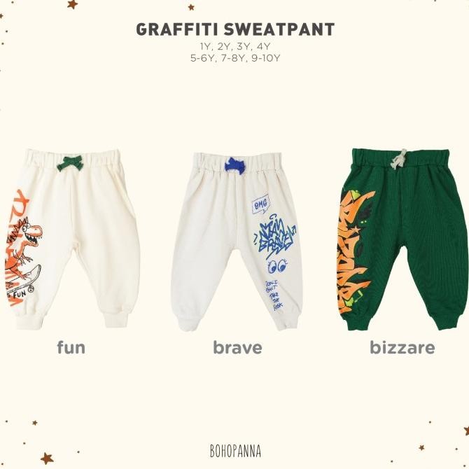 BOHOPANNA - GRAFFITI SWEATPANTS - CELANA JOGGER ANAK