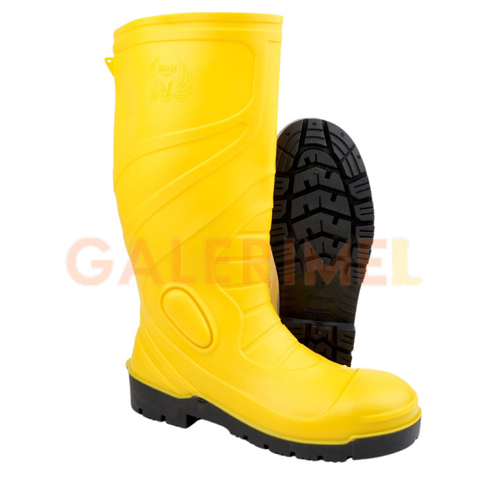 Sepatu boot tinggi hunter safety 1 Hitam Toe Cap Besi anti slip aman