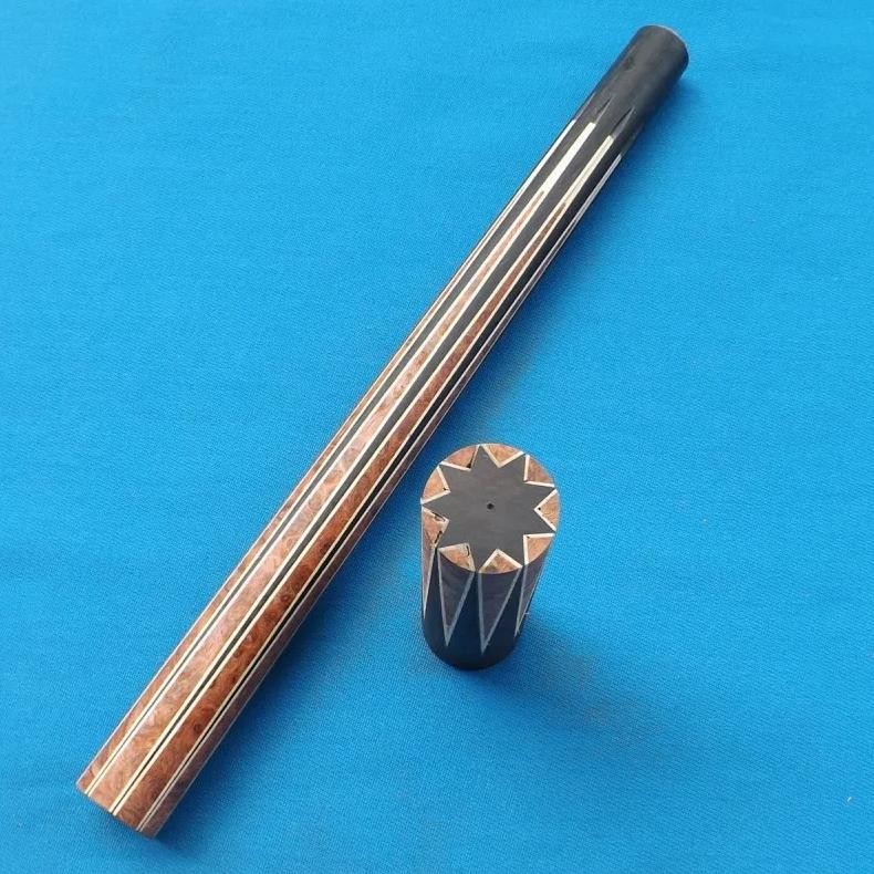 spliced 9 prong ebony/ebony +amboyna +burl wood forarme butt set -standard size for pool cue billiar