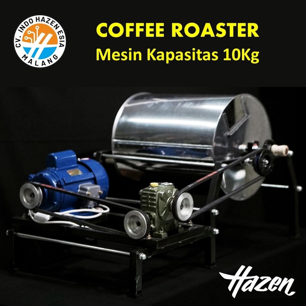 Selen Coffee Roaster Sangrai Kopi & Kacang Penggerak Dinamo Listrik 1/4 Pk Kapasitas 10Kg Hazen Pack