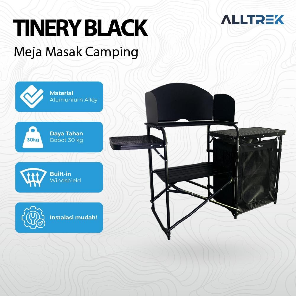 Qor Alltrek Meja Masak Camping Tinery Black Dapur Portable Kitchen Table