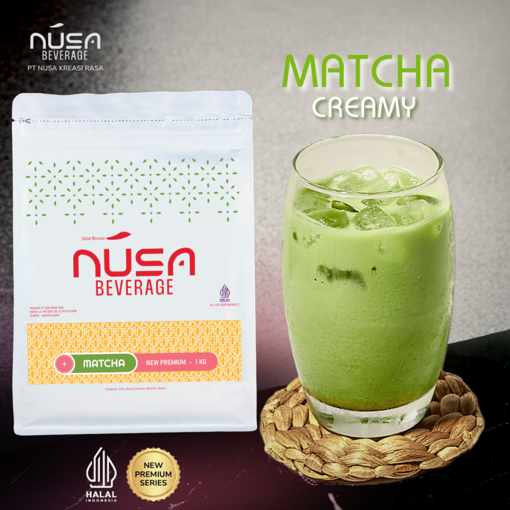 

NUSA BEVERAGE Matcha Premix Powder 1Kg Untuk Bisnis Dessert & Bakery & Cake