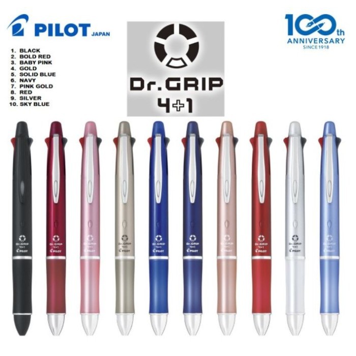 

Ready PILOT "DR. GRIP" 4+1 / PBKHDF-1SFN : PULPEN PILOT "DR. GRIP" 4 PEN + 1