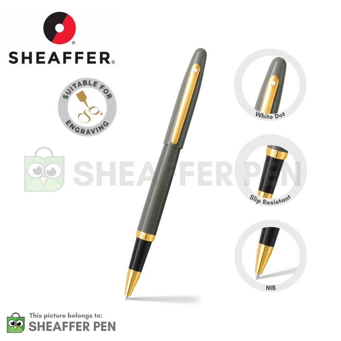 

Ready Sheaffer VFM Glossy Light Gray With PVD Gold Tone Trim Rollerball Pen