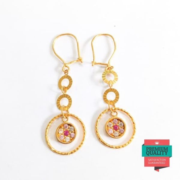 Terlaris Anting Panjang Bulat Emas Asli Keren