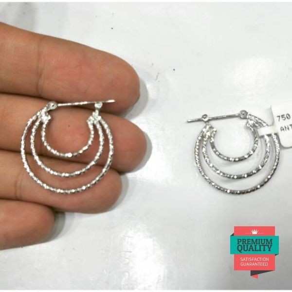 Terlaris anting emas asli kadar 750 model 3 bulat Elegan