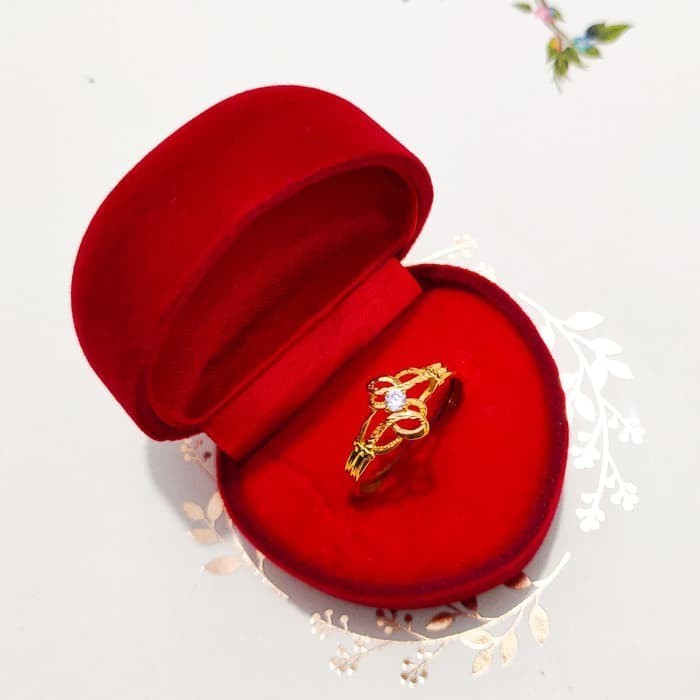 Terlaris FREE BOX Cincin Big Size wanita model 1 gram emas asli Elegan