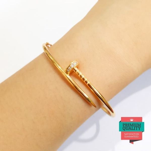 Terlaris STOCK TERBATAS Gelang model paku emas asli Elegan